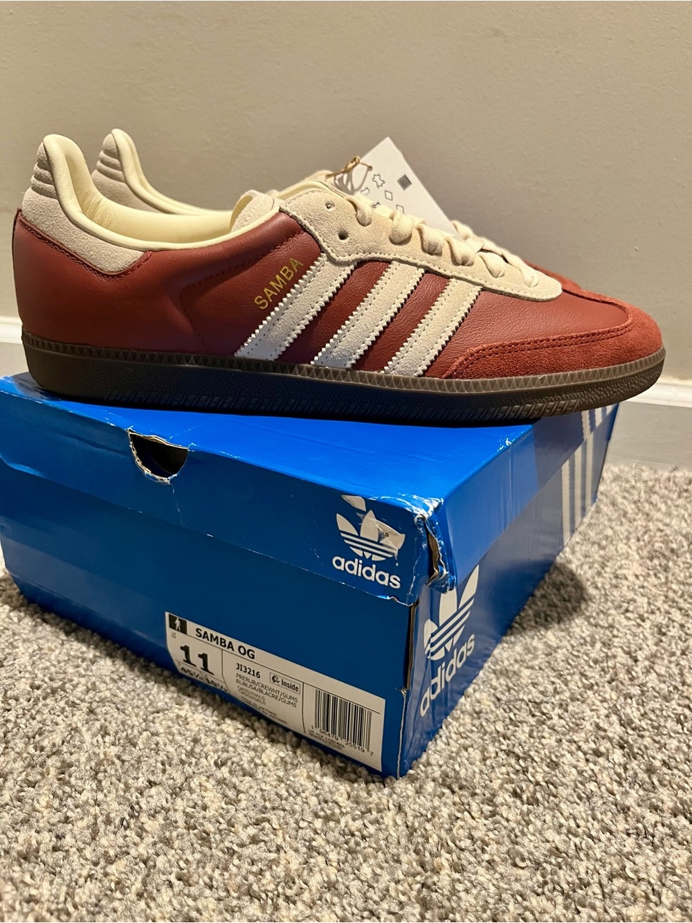 adidas Samba OG Red Wine and White Men's Sneakers